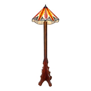 Amsterdam School Stained Glass Floor Light, 1920s For Sale