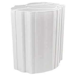 Italian Modern Glossy White Ceramic Side Table by Roberto Faccioli, 1995 For Sale