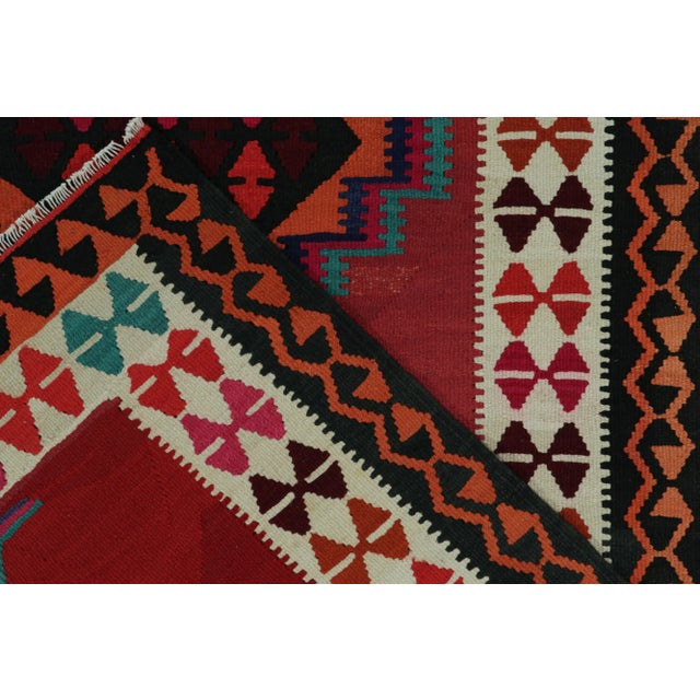 1950s Vintage Kilim Rug in Red With Colorful Geometric Patterns For Sale In New York - Image 6 of 7