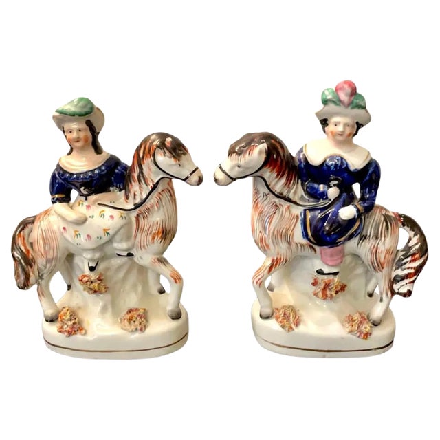 Antique Victorian Staffordshire Figures, Set of 2 For Sale