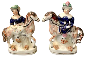 Antique Victorian Staffordshire Figures, Set of 2