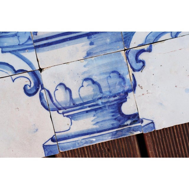 18th Century Tile Mural Panel Depicting a Baroque Jardinière With Flowers, Portuguese, 18th Century For Sale - Image 5 of 11