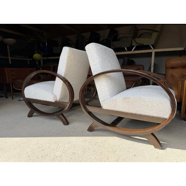 Art Deco Style Armchairs by Jindrich Halabala, Set of 2 For Sale - Image 9 of 18
