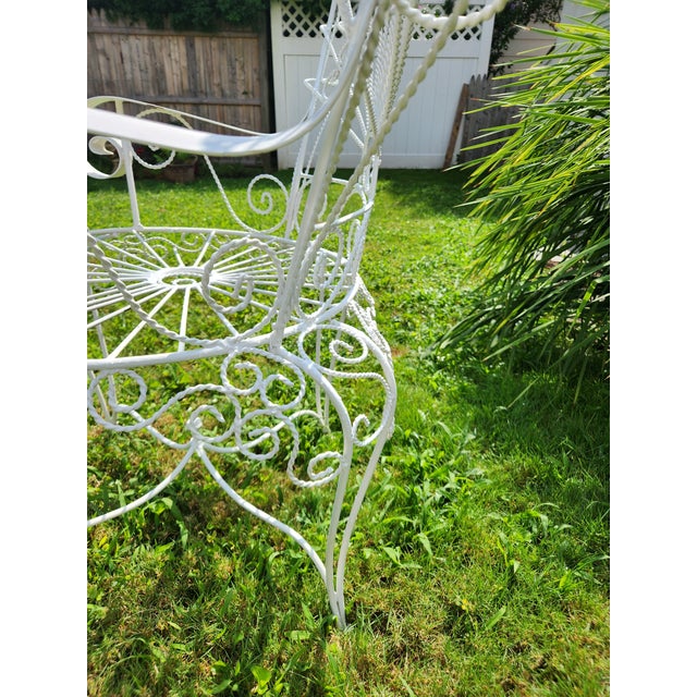 Metal Vintage White Twisted Metal Peacock Chair For Sale - Image 7 of 10