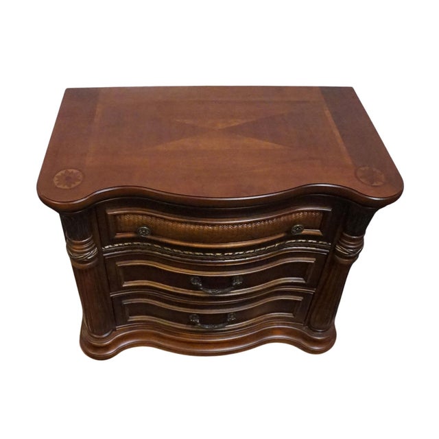 Kevin Charles Cherry Contemporary Traditional Empire Style 32" Serpentine Front Nightstand Chest For Sale - Image 4 of 12
