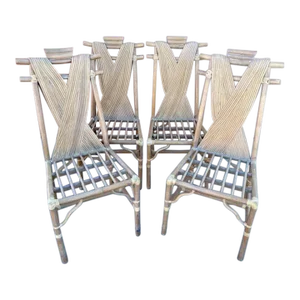 Vintage Pencil Reed X Back/Bamboo Pagoda Dining Chairs-A Set