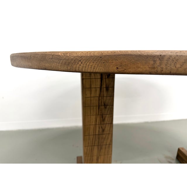 1990s Oval Table with T-Shaped Legs in Oak, France, 1990s For Sale - Image 5 of 18