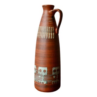 Tribal Ethnic Terracotta Soliflore Vase, West Germany, 1960s For Sale