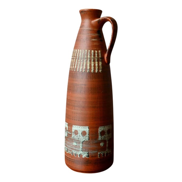 Tribal Ethnic Terracotta Soliflore Vase, West Germany, 1960s For Sale
