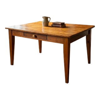 Antique Pine Farmhouse Work Table With Single Drawer, Late 19th Century For Sale