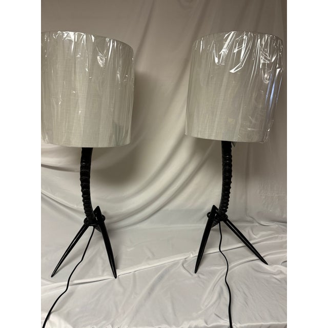 Late 20th Century South African Sable Horn Lacquered Wood Table Lamps For Sale - Image 4 of 10