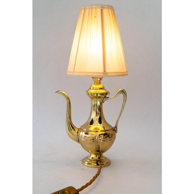 1920s Art Deco Teacan Table Lamp with Fabric Shade, Vienna, Austria, 1920s For Sale - Image 5 of 17