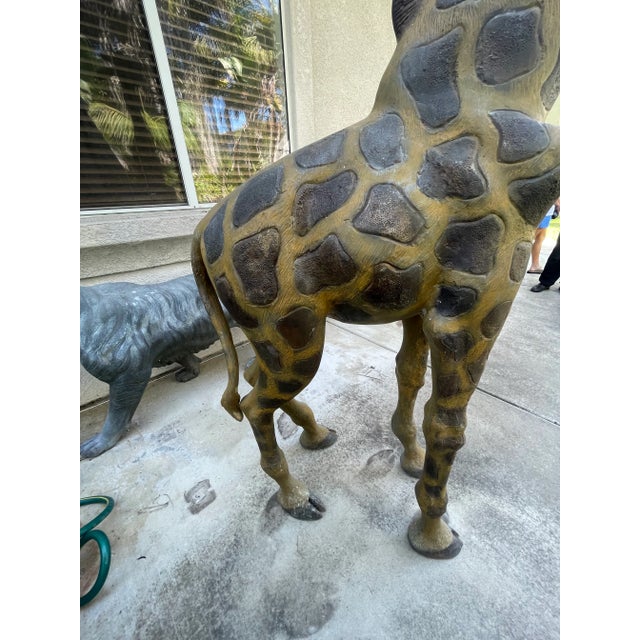 1970s 1970s Tall Painted Bronze Giraffe Statue 89” For Sale - Image 5 of 6