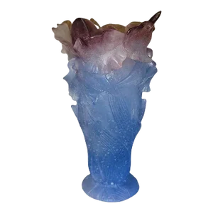 Daum Orchid Amethyst Pate De Verre Vase