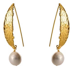 Chunky Gold Hook Baroque Pearl Drop Earrings, A Pair