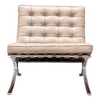 Barcelona Chair in Beige Volo Leather by Ludwig Mies van der Rohe for Knoll Inc. / Knoll International, 2010s For Sale