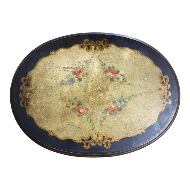 1930s Pair of Antique Grand Rapids French Hand Painted Oval Side Tables For Sale - Image 5 of 18