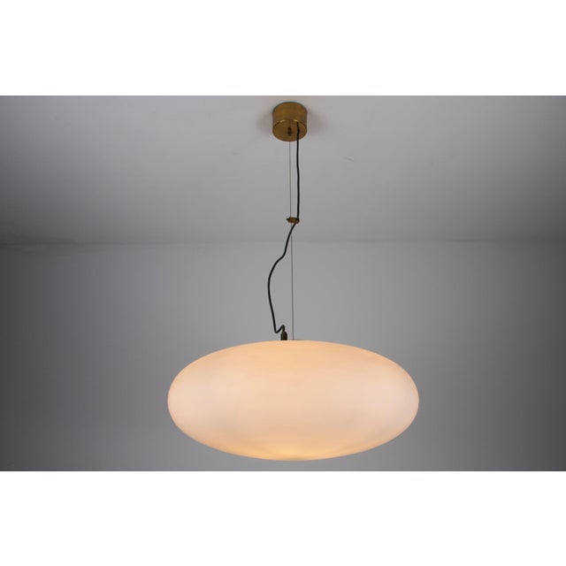 Vintage Italian Brass and Glass Pendant Light from Stilnovo, 1950s For Sale - Image 9 of 13