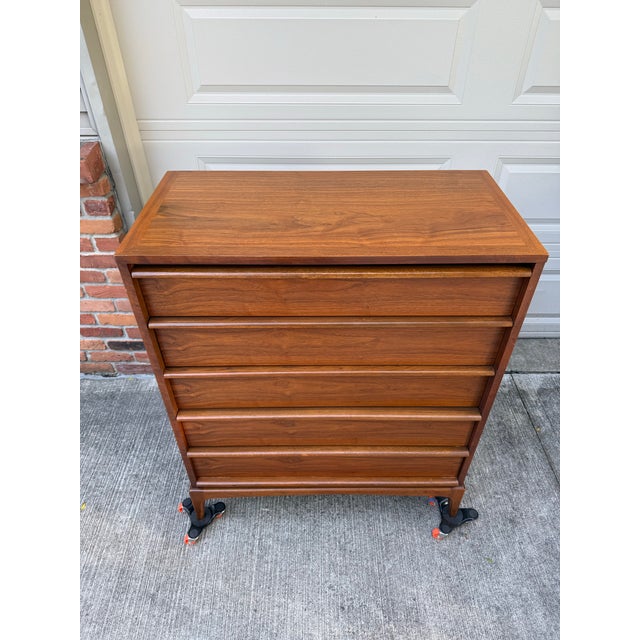 1960s Lane Rhythm Walnut Highboy Dresser Mid Century Modern For Sale - Image 5 of 11