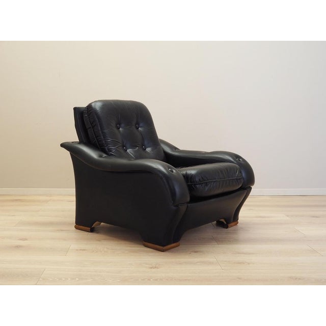 Italain Black Armchair, 1980s For Sale - Image 10 of 18