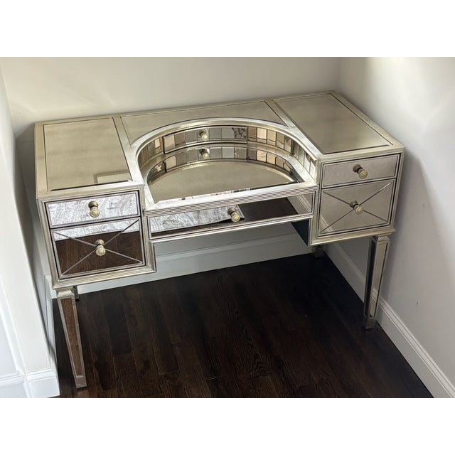 Horchow Amelie Mirrored Vanity Elegant mirrored vanity or writing desk featuring antiqued mirrored panels, champagne trim,...