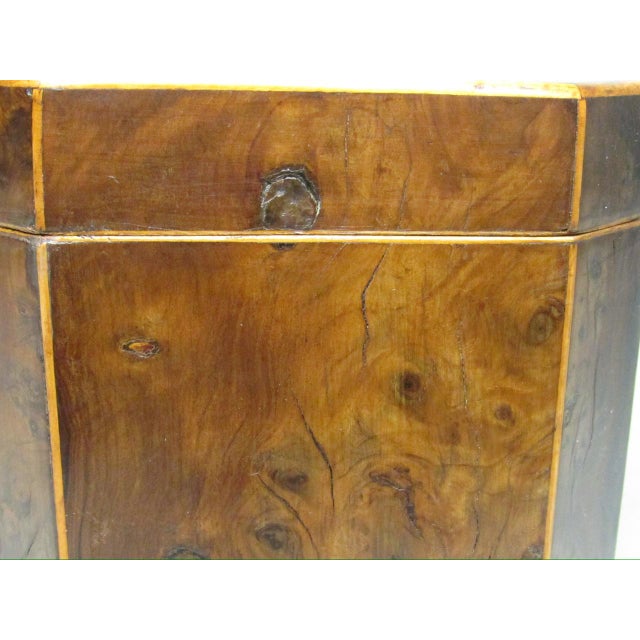 Brown 18th Century English Burr Yew Wood Tea Caddy For Sale - Image 8 of 17