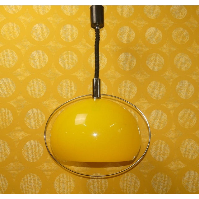 Pendulum Pendant in Yellow Plastic and Chrome, 1970s For Sale - Image 12 of 12