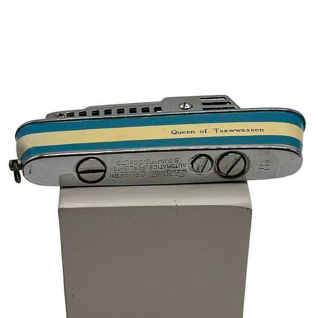 Mid-Century Novelty "Queen of Tsawwassen" Cruise Ship Enameled Lighter For Sale - Image 9 of 10