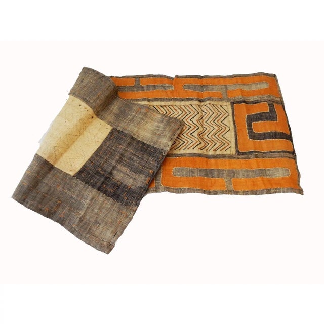 This impressive large Kuba Kasai Boutallah textile from Zaire, Africa, features intricate raffia appliqués with a striking...