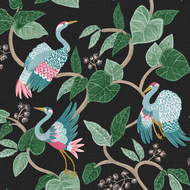 18" Outdoor Pillow - Polyester Insert in black josephine chinoiserie - is durable and water resistant for any weather....