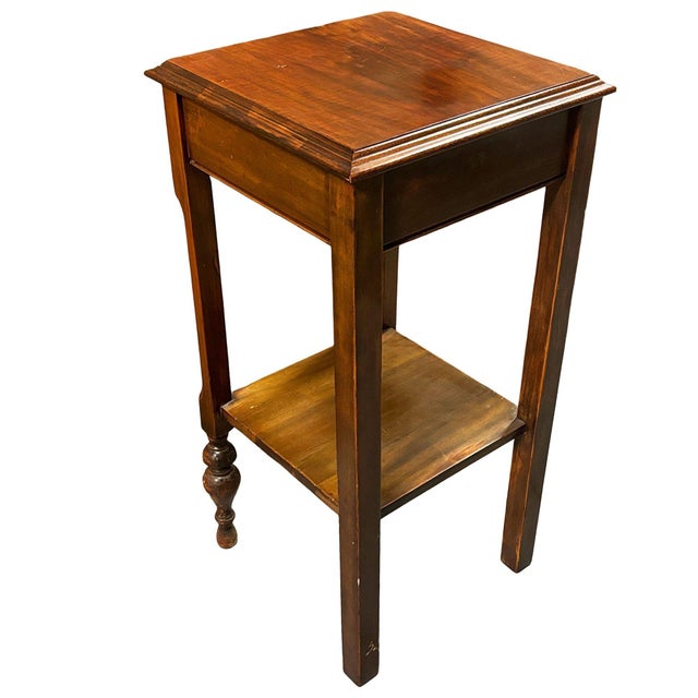 1970s Federal Style Solid Mahogany 2 Tier Bedside Nightstand Attributed Clore Furniture For Sale In Los Angeles - Image 6 of 7