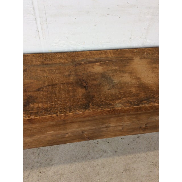 Brown Antique Style Primitive Long Wooden Bench For Sale - Image 8 of 18