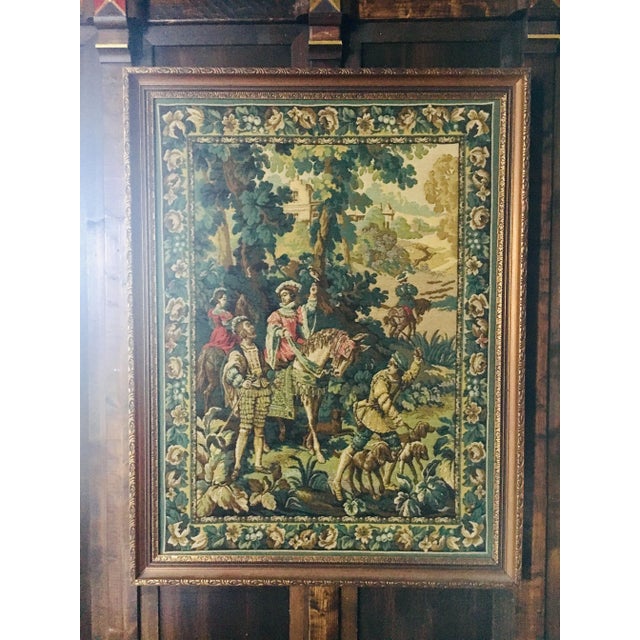 French Needlepoint Tapestry, Framed - 2 of 2 For Sale In Baltimore - Image 6 of 11