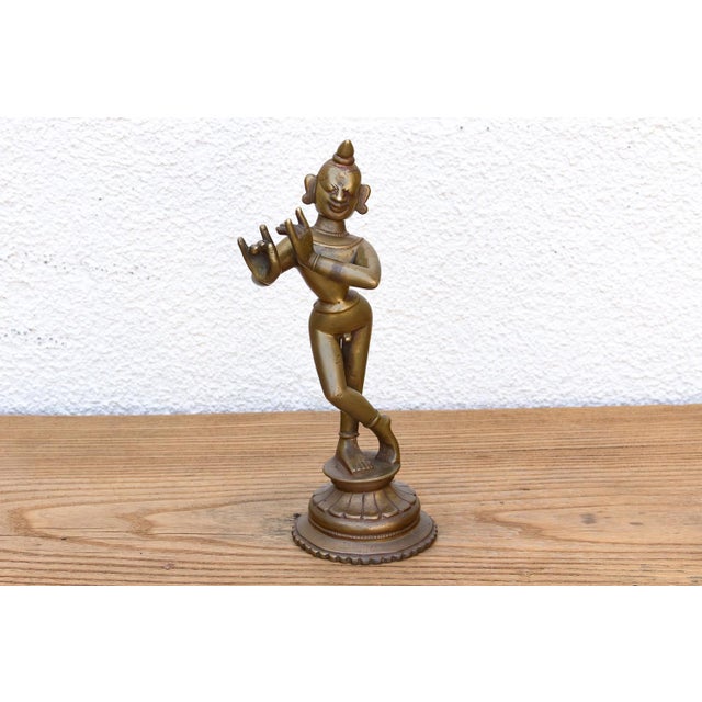 19th Century Indian Brass Krishna Figure For Sale