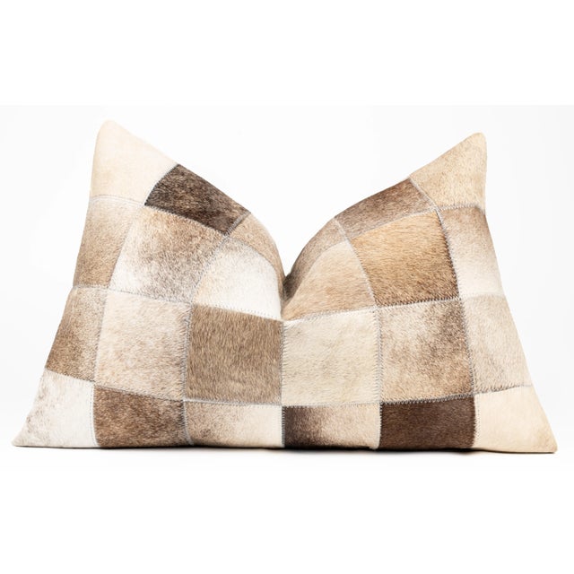 A set of two 16x24 in & 18x18 in Handcrafted Cowhide Pillow: Luxurious, Genuine Cowhide Leather Throw Pillows Meticulously...