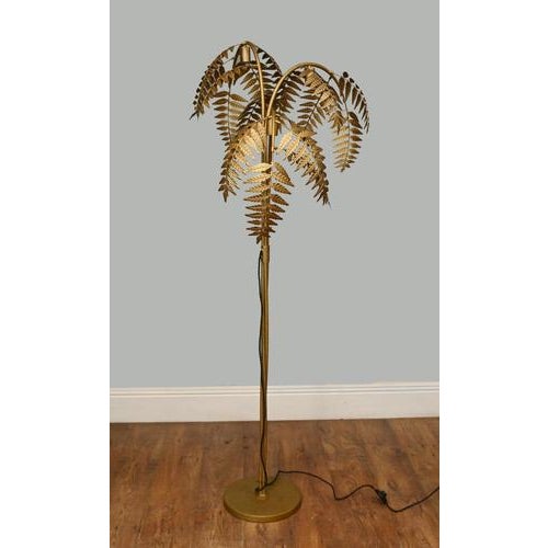 Metal Hollywood Regency Palm Floor Lamp For Sale - Image 7 of 10