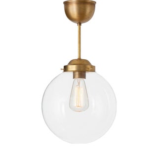 Raw Brass and Clear Glass Ceiling Lamp from Konsthantverk For Sale