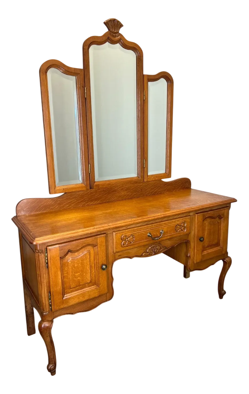 open lace back dress Cherry Solid Wood Retro Vanity Table Cabinet Integrated