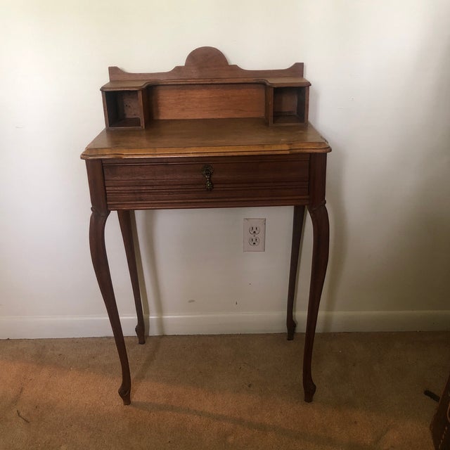 French 1940s Petite French Writing Desk W/Cubby Hole Top Deck For Sale - Image 3 of 11