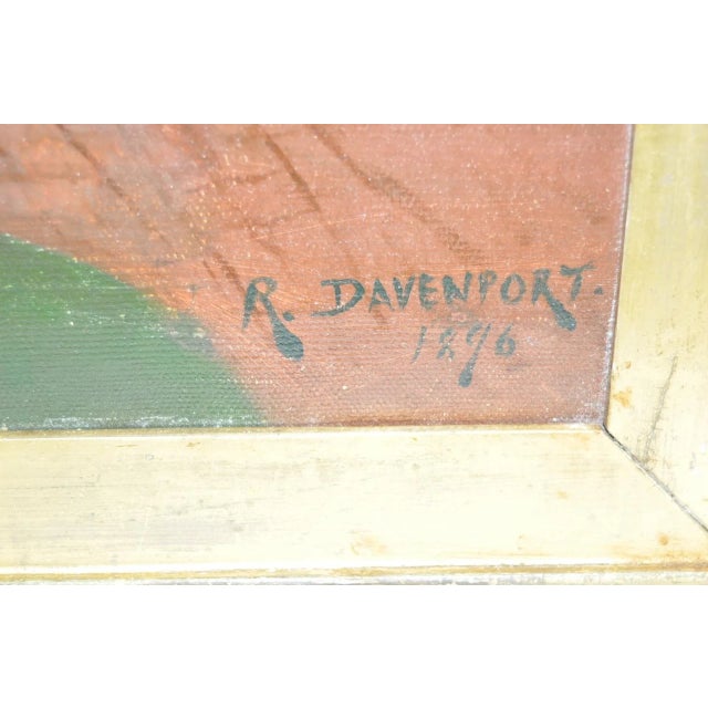 Impressionist Antique Oil Painting by R. Davenport C.1896 For Sale - Image 3 of 5