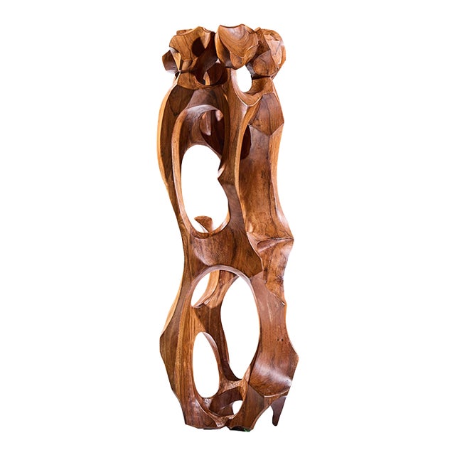 Luis Potosi Ecuadorian Modernist Abstract Carved Wood Sculpture For Sale