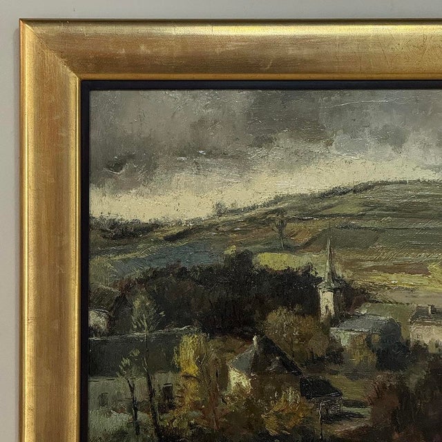 Wood Framed Oil Painting on Panel by Guy Cambier (1923–2008), Dated 1946, 'Village Landscape' For Sale - Image 7 of 15