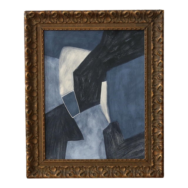 Original Framed Abstract Painting in Antique Frame For Sale
