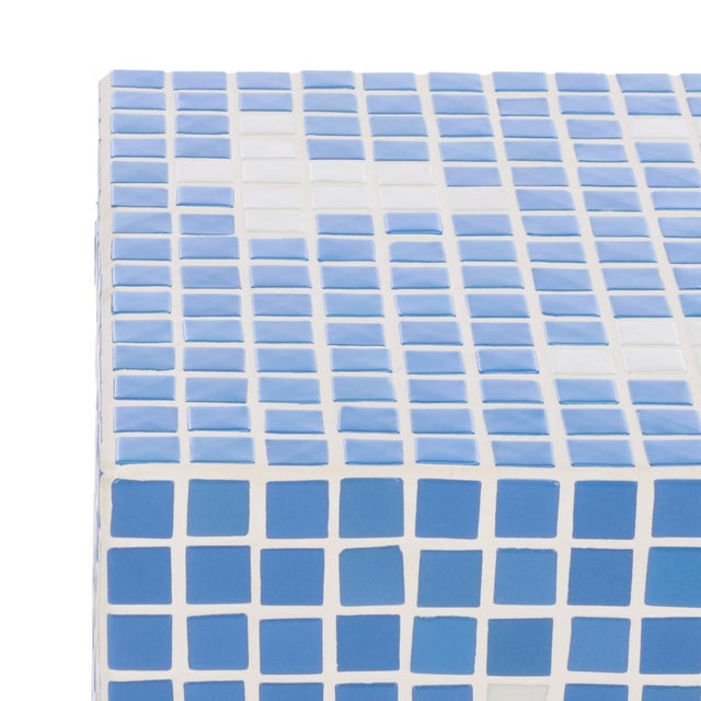 Spritely Home Hikari Cube Cloud Tile Accent Table in Light Blue / White For Sale - Image 4 of 7
