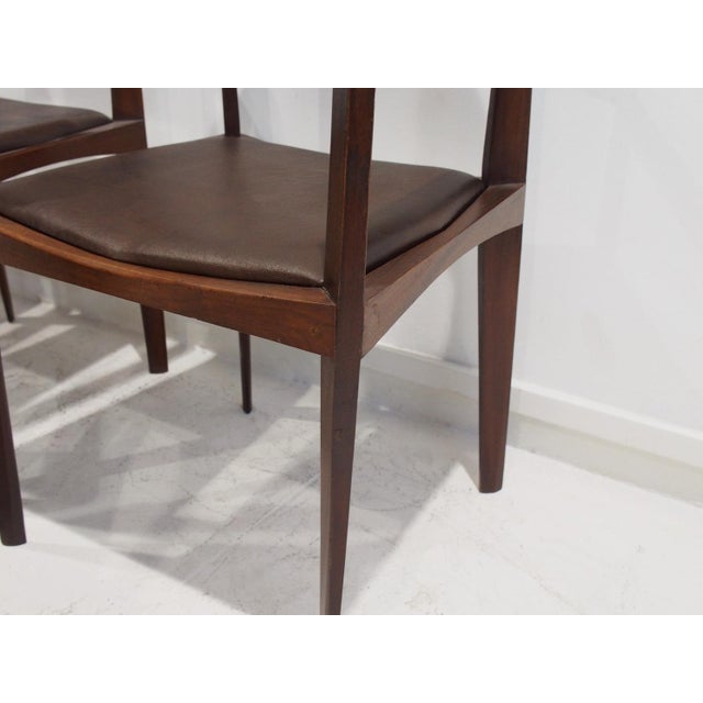 Brown Vintage Italian Dark Brown Wood and Faux Leather Dining Chairs, 1960s, Set of 6 For Sale - Image 8 of 14
