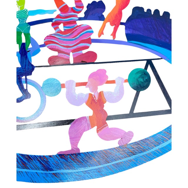 Calman Shemi, Large Israeli Colorful Metal Wall Sculpture Painting Circus Scene Calman Shemi, 1998 For Sale - Image 10 of 10