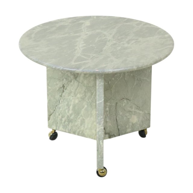 Round Marble Side Table on Wheels, 1970s For Sale - Image 18 of 18
