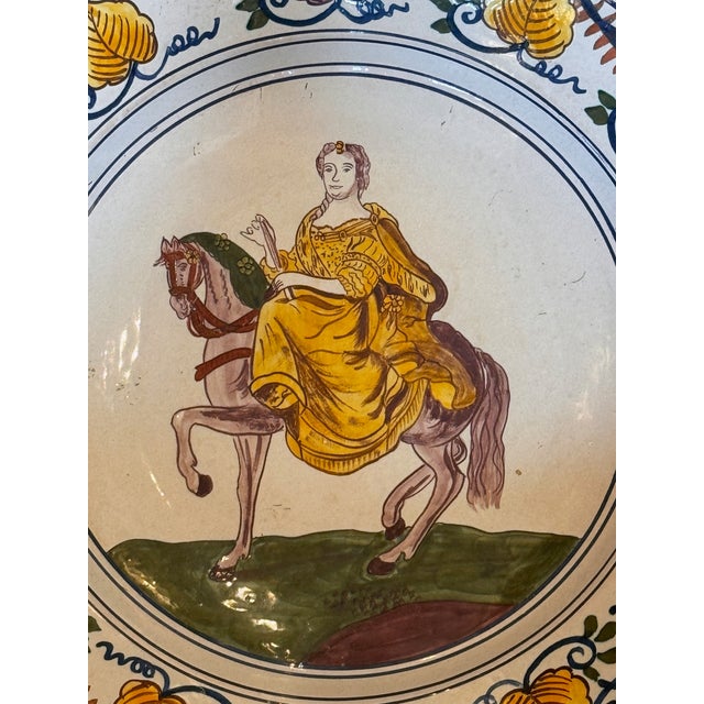 Ceramic Pair 18th Century Delft Polychrome Chargers For Sale - Image 7 of 11