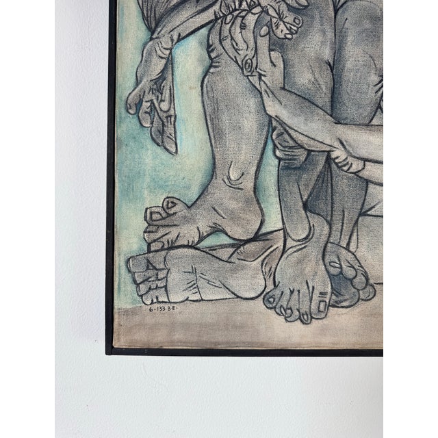 Wood 1974 Vintage “Copy of Picasso” Surrealist Abstract Painting by St. Croix For Sale - Image 7 of 11