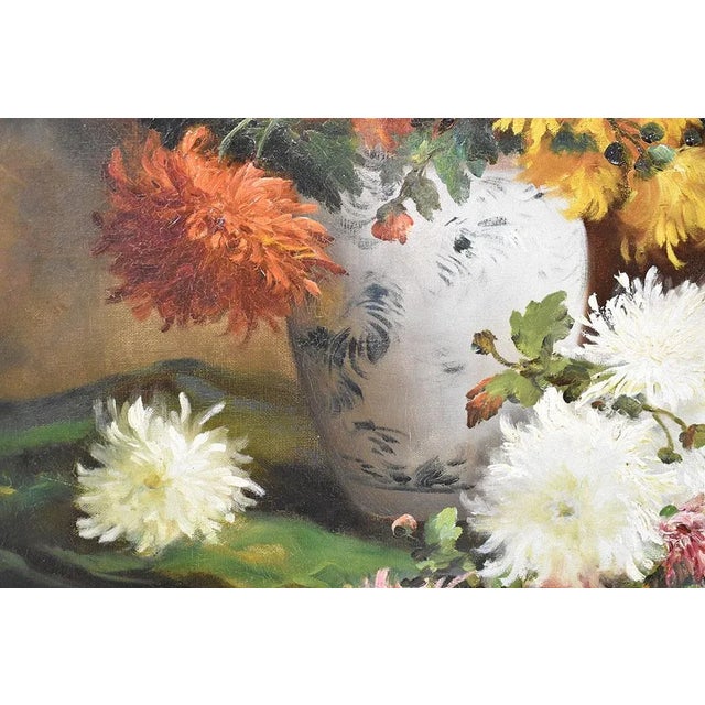 P. Valmon, Dahlias, Oil on Canvas, 19th Century, Framed For Sale - Image 6 of 10
